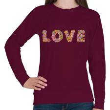 PRINTFASHION LOVE virág - Női pulóver - Bordó női pulóver, kardigán
