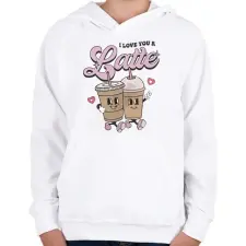 PRINTFASHION Love you a latte - Gyerek kapucnis pulóver - Fehér gyerek pulóver, kardigán