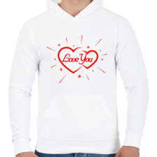 PRINTFASHION Love you - Férfi kapucnis pulóver - Fehér férfi pulóver, kardigán