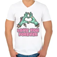 PRINTFASHION Love You Forever - Férfi V-nyakú póló - Fehér férfi póló