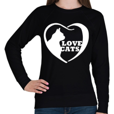 PRINTFASHION Lovecats - Női pulóver - Fekete