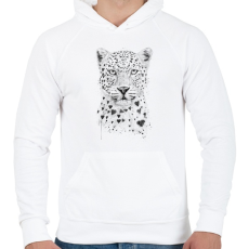 PRINTFASHION Lovely leopard - Férfi kapucnis pulóver - Fehér