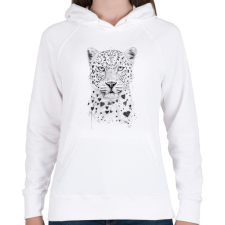 PRINTFASHION Lovely leopard - Női kapucnis pulóver - Fehér női pulóver, kardigán