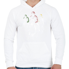 PRINTFASHION Lóverseny - Férfi kapucnis pulóver - Fehér