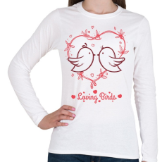 PRINTFASHION Loving birds - Női hosszú ujjú póló - Fehér