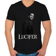 PRINTFASHION Lucifer - Férfi V-nyakú póló - Fekete