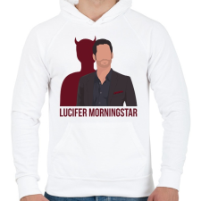 PRINTFASHION Lucifer Morningstar - Férfi kapucnis pulóver - Fehér férfi pulóver, kardigán