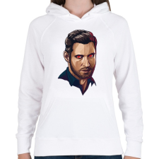 PRINTFASHION Lucifer - Női kapucnis pulóver - Fehér női pulóver, kardigán