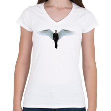 PRINTFASHION Lucifer - Női V-nyakú póló - Fehér női póló