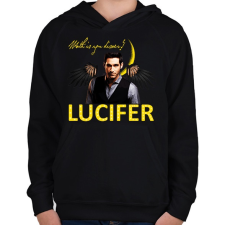PRINTFASHION lucifer-wath is you disaer - Gyerek kapucnis pulóver - Fekete gyerek pulóver, kardigán