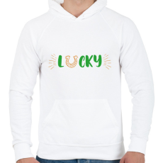 PRINTFASHION Lucky - Férfi kapucnis pulóver - Fehér