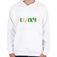 PRINTFASHION Lucky - Gyerek kapucnis pulóver - Fehér gyerek pulóver, kardigán
