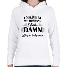 PRINTFASHION Lucky husband - Női kapucnis pulóver - Fehér