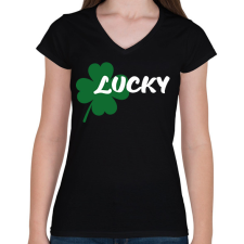 PRINTFASHION Lucky - páros - Női V-nyakú póló - Fekete női póló