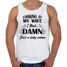 PRINTFASHION Lucky wife - Férfi atléta - Fehér