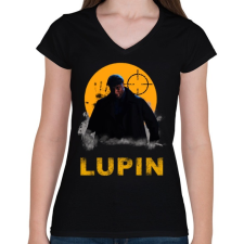 PRINTFASHION LUPIN - Női V-nyakú póló - Fekete női póló