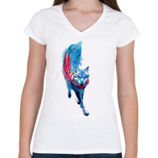 PRINTFASHION Lupus lupus - Női V-nyakú póló - Fehér