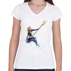PRINTFASHION Lux - Női V-nyakú póló - Fehér