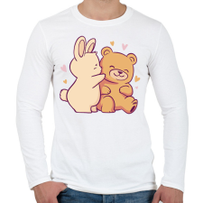 PRINTFASHION Maci és nyuszi - Férfi hosszú ujjú póló - Fehér férfi póló