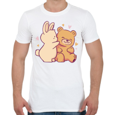 PRINTFASHION Maci és nyuszi - Férfi póló - Fehér férfi póló