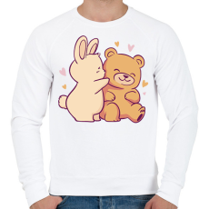 PRINTFASHION Maci és nyuszi - Férfi pulóver - Fehér