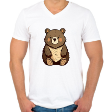 PRINTFASHION Maci - Férfi V-nyakú póló - Fehér férfi póló