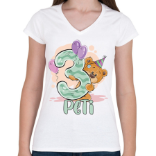 PRINTFASHION Macis szülinap - Névvel, számmal - Női V-nyakú póló - Fehér női póló