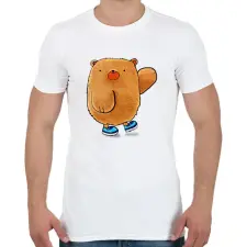 PRINTFASHION Mackó integet - Férfi póló - Fehér férfi póló