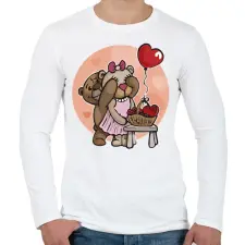 PRINTFASHION Mackó pár - Férfi hosszú ujjú póló - Fehér férfi póló