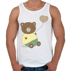 PRINTFASHION Mackó szíves lufival - Férfi atléta - Fehér