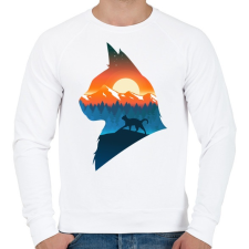 PRINTFASHION Macska a naplementében - Férfi pulóver - Fehér férfi pulóver, kardigán