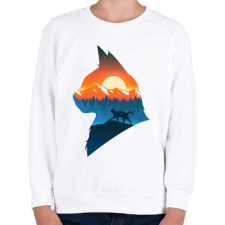 PRINTFASHION Macska a naplementében - Gyerek pulóver - Fehér gyerek pulóver, kardigán