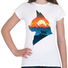 PRINTFASHION Macska a naplementében - Női póló - Fehér