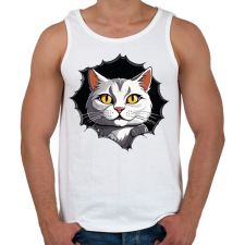 PRINTFASHION Macska a pólóban - Férfi atléta - Fehér atléta, trikó