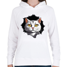PRINTFASHION Macska a pólóban - Női kapucnis pulóver - Fehér