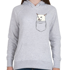 PRINTFASHION Macska a zsebben - Smudge - Női kapucnis pulóver - Sport szürke
