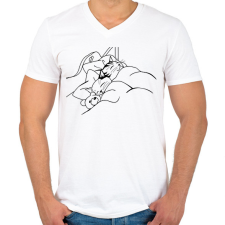 PRINTFASHION Macska-álom - Férfi V-nyakú póló - Fehér férfi póló