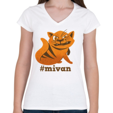 PRINTFASHION Macska antiszociális - #mivan_Rajztábla 1 - Női V-nyakú póló - Fehér
