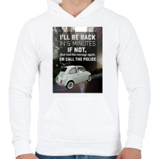 PRINTFASHION Macska az autóban - Férfi kapucnis pulóver - Fehér férfi pulóver, kardigán