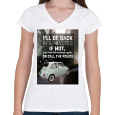 PRINTFASHION Macska az autóban - Női V-nyakú póló - Fehér női póló