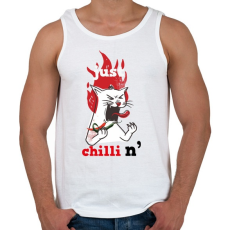 PRINTFASHION Macska csilit eszik Cat Just ChilliN - Férfi atléta - Fehér