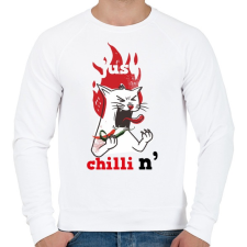 PRINTFASHION Macska csilit eszik Cat Just ChilliN - Férfi pulóver - Fehér férfi pulóver, kardigán
