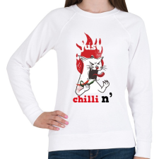 PRINTFASHION Macska csilit eszik Cat Just ChilliN - Női pulóver - Fehér női pulóver, kardigán