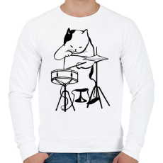 PRINTFASHION Macska dobol - Férfi pulóver - Fehér