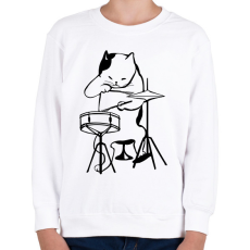 PRINTFASHION Macska dobol - Gyerek pulóver - Fehér