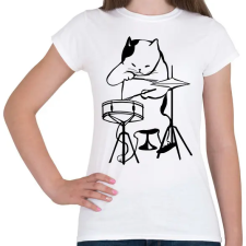 PRINTFASHION Macska dobol - Női póló - Fehér női póló