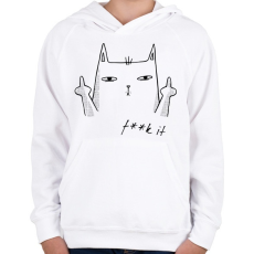 PRINTFASHION Macska F..k it-01 - Gyerek kapucnis pulóver - Fehér