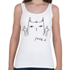 PRINTFASHION Macska F..k it-01 - Női atléta - Fehér női trikó