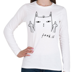 PRINTFASHION Macska F..k it-01 - Női hosszú ujjú póló - Fehér
