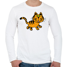 PRINTFASHION Macska - Férfi hosszú ujjú póló - Fehér férfi póló